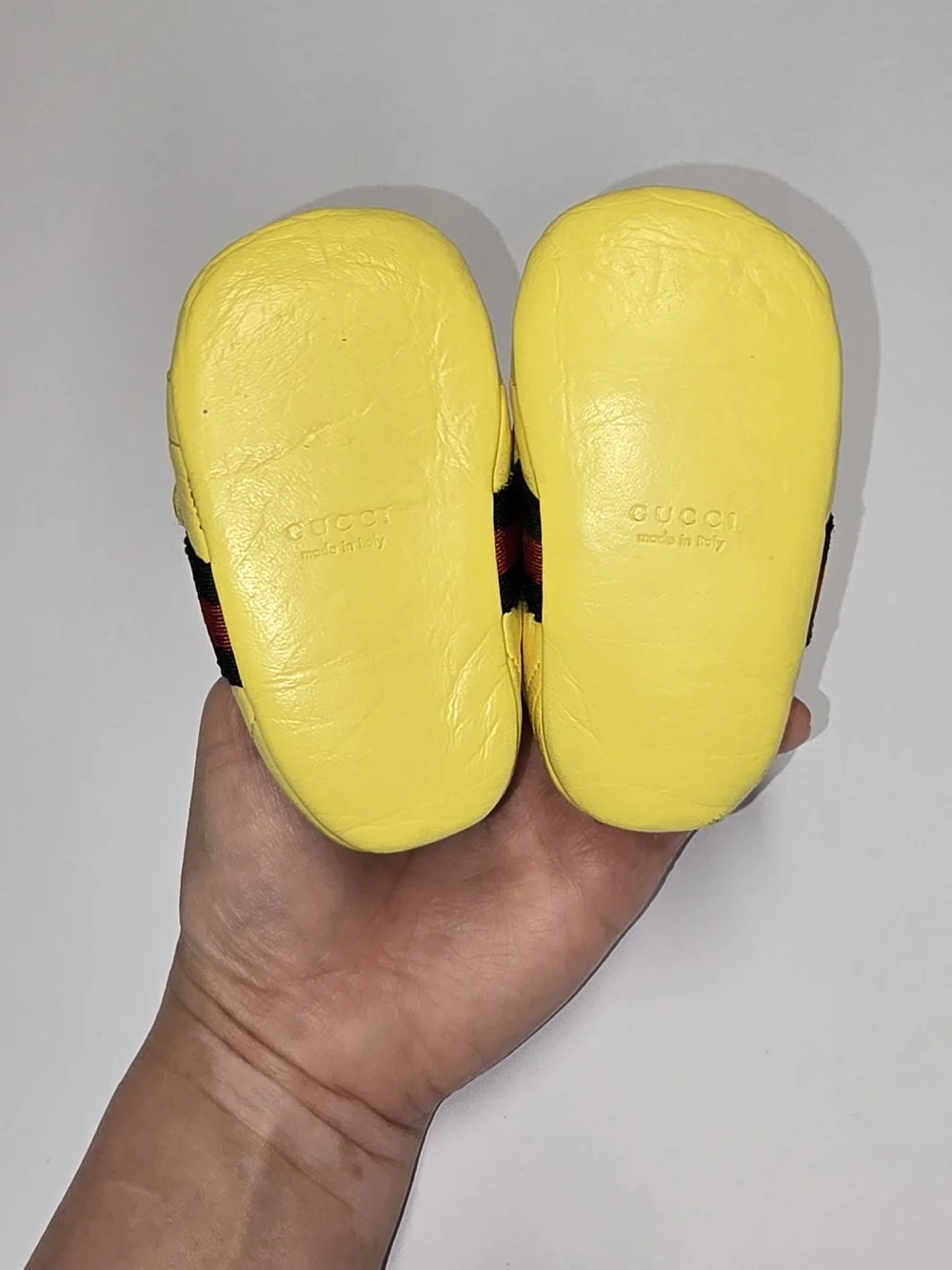 Gucci Yellow Leather Crib Shoes